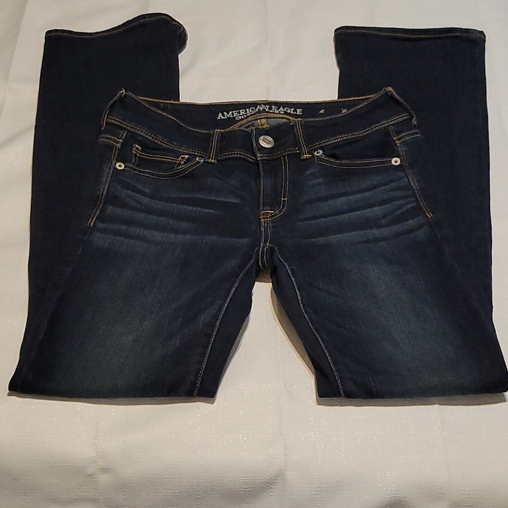 American Eagle dark wash mid rise kick boot jeans size 2